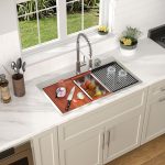 Dcolora 33" x 19" x 10" Drop-In Workstation Kitchen Sink, Brushed 304 Stainless Steel, Single Bowl, with drain assembly, bottom grid, roll-up drying rack - Image 2