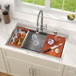 Dcolora 33" x 19" x 10" Drop-In Workstation Kitchen Sink, Brushed 304 Stainless Steel, Single Bowl, with drain assembly, bottom grid, roll-up drying rack - Image 7