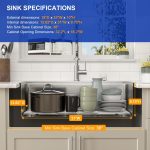 Dcolora 33" x 19" x 10" Drop-In Workstation Kitchen Sink, Brushed 304 Stainless Steel, Single Bowl, with drain assembly, bottom grid, roll-up drying rack - Image 5