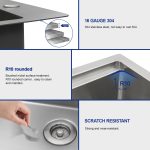 Dcolora 33" x 22" x 10" Drop-In Workstation Kitchen Sink, Brushed 304 Stainless Steel, Single Bowl, with drain assembly, bottom grid, roll-up drying rack - Image 3