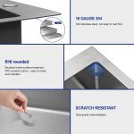 Dcolora 25" x 22" x 10" Drop-In Kitchen Sink, Brushed 304 Stainless Steel, Single Bowl - Image 9