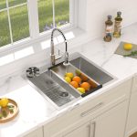 Dcolora 25" x 22" x 10" Drop-In Kitchen Sink, Brushed 304 Stainless Steel, Single Bowl - Image 7