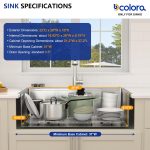 Dcolora 28" x 22" x 10" Drop-In Workstation Kitchen Sink, Brushed 304 Stainless Steel, Single Bowl, with drain assembly, bottom grid, roll-up drying rack - Image 7