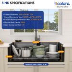 Dcolora 36" x 22" x 10" Drop-In Workstation Kitchen Sink, Gunmetal Black 304 Stainless Steel, Single Bowl, with drain assembly, bottom grid, roll-up drying rack - Image 9
