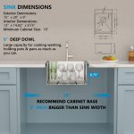 Fulorni 15" x 20" x 9" Drop-In Workstation Bar / Prep Sink, Brushed 304 Stainless Steel, Single Bowl, with drain assembly, bottom grid, roll-up drying rack - Image 5