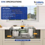 Dcolora 25" x 22" x 10" Drop-In Kitchen Sink, Brushed 304 Stainless Steel, Single Bowl - Image 6