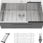 Dcolora 30" x 22" x 9" Drop-In Workstation Kitchen Sink, Brushed 304 Stainless Steel, Single Bowl, with drain assembly, bottom grid, roll-up drying rack
