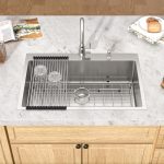 36" x 22" x 9" Drop-In Kitchen Sink, Brushed 304 Stainless Steel, Single Bowl, with drain assembly, bottom grid, roll-up drying rack - Image 2