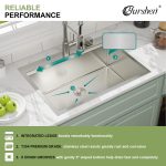 28" x 22" x 10" Drop-In Workstation Kitchen Sink, Brushed 304 Stainless Steel, Single Bowl, with drain assembly, bottom grid, roll-up drying rack - Image 7