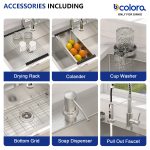 Dcolora 25" x 22" x 10" Drop-In Kitchen Sink, Brushed 304 Stainless Steel, Single Bowl - Image 5