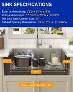 Dcolora 30" x 22" x 9" Drop-In Workstation Kitchen Sink, Brushed 304 Stainless Steel, Single Bowl, with drain assembly, bottom grid, roll-up drying rack - Image 6