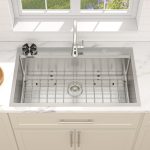 Dcolora 36" x 22" x 10" Drop-In Workstation Kitchen Sink, Brushed 304 Stainless Steel, Single Bowl, with drain assembly, bottom grid, roll-up drying rack - Image 7