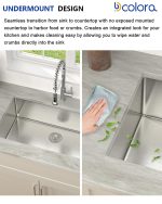 Dcolora 36" x 19" x 9" Undermount Kitchen Sink, Brushed 304 Stainless Steel, Single Bowl, with drain assembly, bottom grid, roll-up drying rack - Image 6