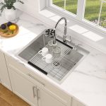 Dcolora 25" x 22" x 10" Drop-In Kitchen Sink, Brushed 304 Stainless Steel, Single Bowl - Image 2
