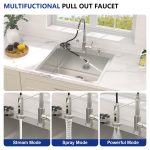 Dcolora 25" x 22" x 10" Drop-In Kitchen Sink, Brushed 304 Stainless Steel, Single Bowl - Image 4